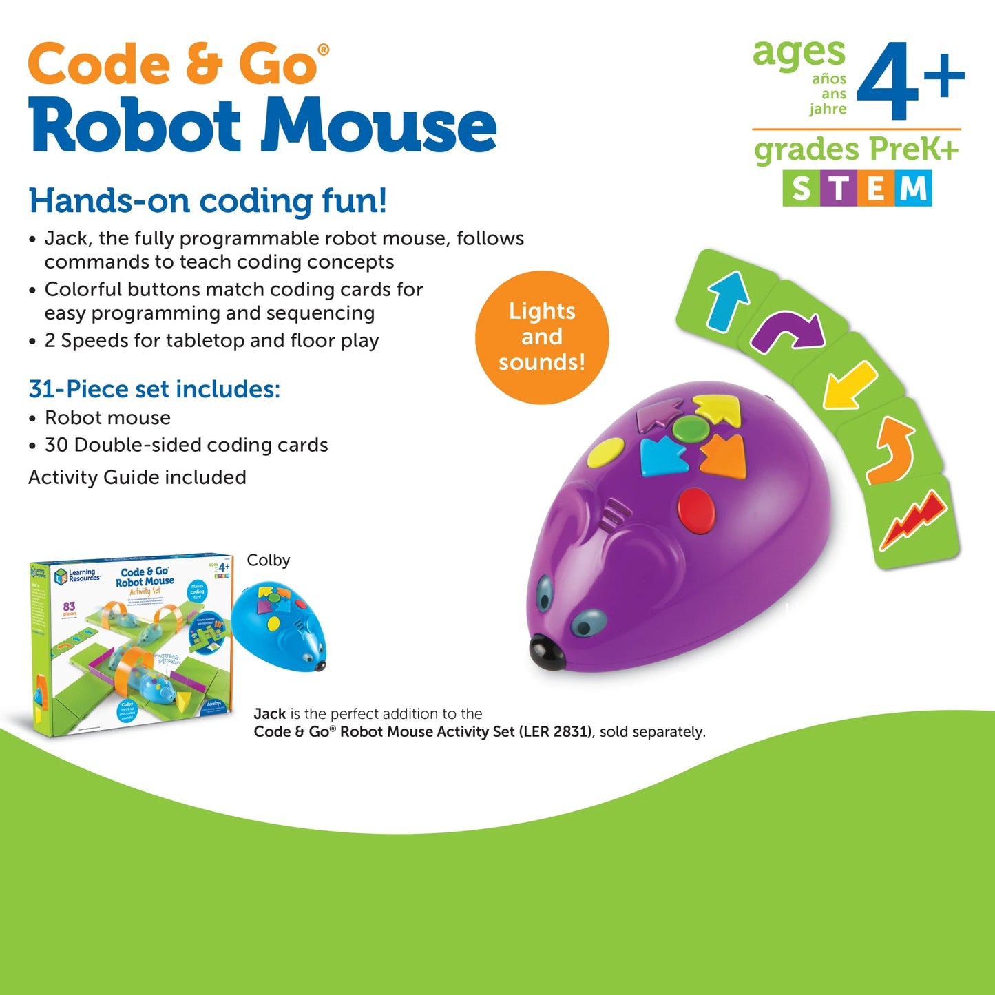 Programmable Robot Mouse, Coding Toys for Kids, Ages 4