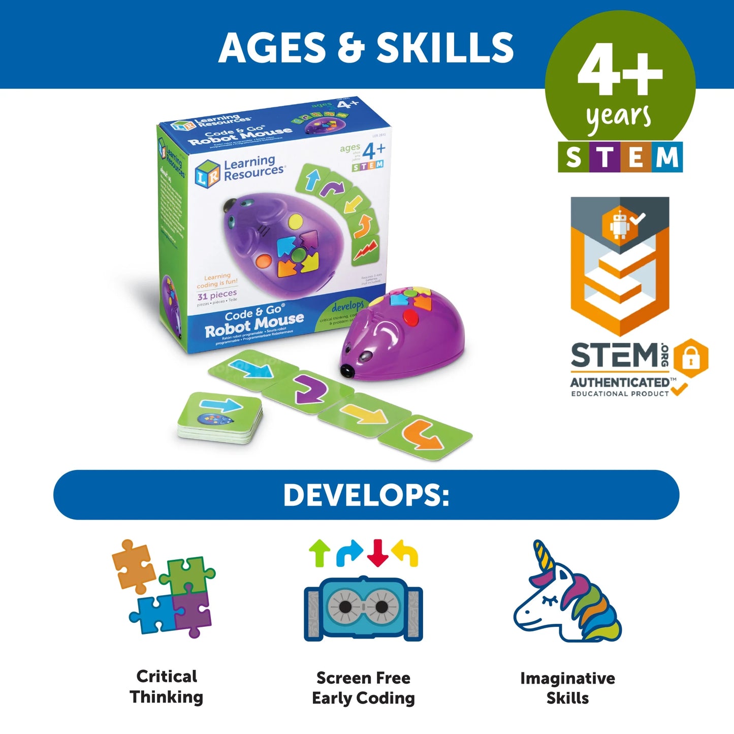 Programmable Robot Mouse, Coding Toys for Kids, Ages 4