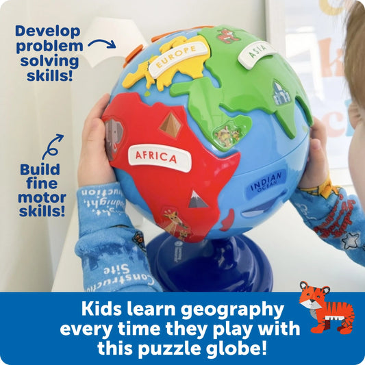 Puzzle Globe 3D Puzzles, Earth Montessori Toys, Preschool Classroom Must Haves, Ages 3+